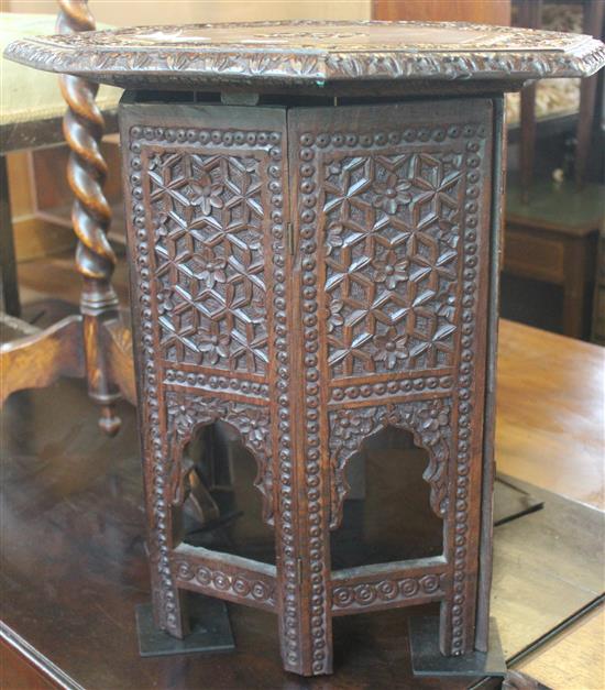 Kashmir carved folding hexagonal table